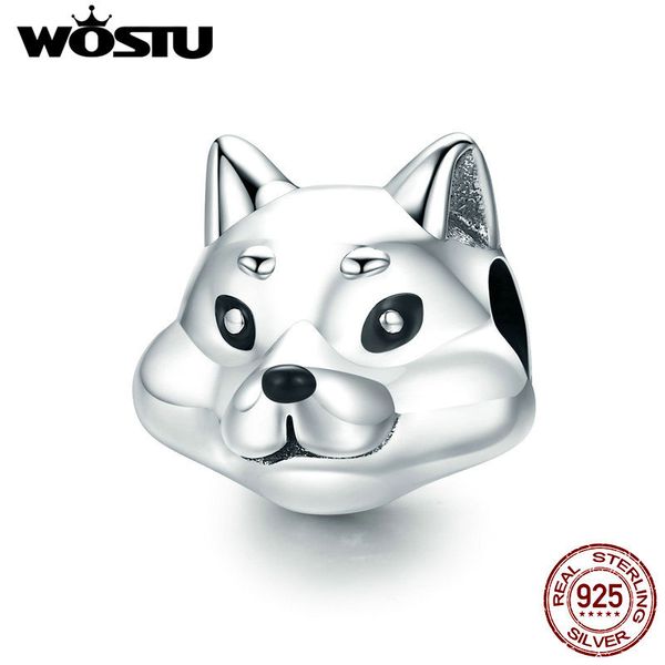 

wostu brand new стерлингового серебра 925 сиба ину собак pet животных charm подходят оригинальный diy бусы браслет ювелирных изделий изготов, Blue;slivery