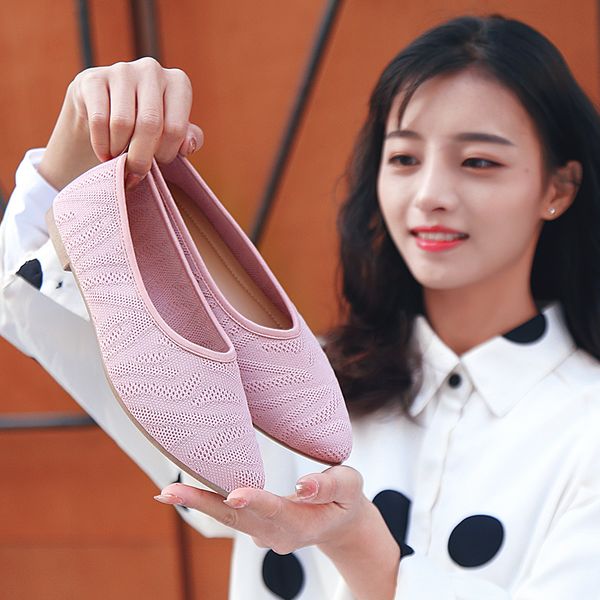 

women flats tydzsmt 2020 stretch knitted breathable cozy work shoes brief fashion ladies flats loafers slip on shoes for women, Black