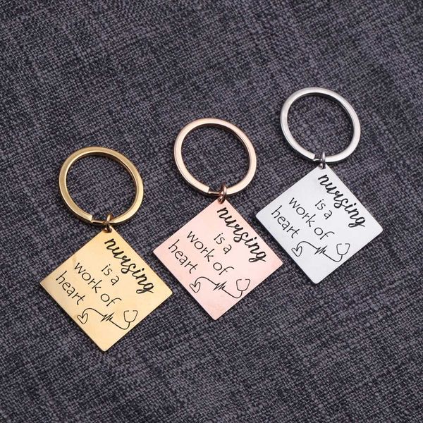 

nursing is a work of heart pendant keychains nurse keepsake keyrings bag charm novelty trinket key holder accessories brelok, Silver