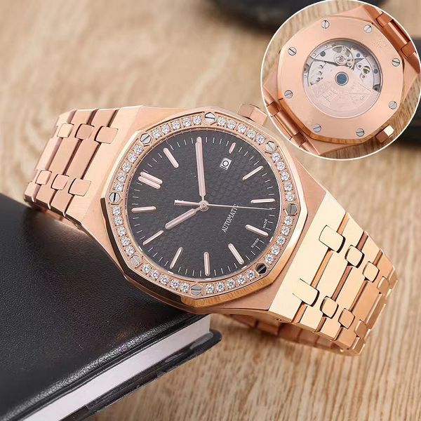 

лучшее качество royal oak montres de luxo релох de lujo алмазный 15400st механические автоматические движения мужские мужские часы часы, Slivery;brown