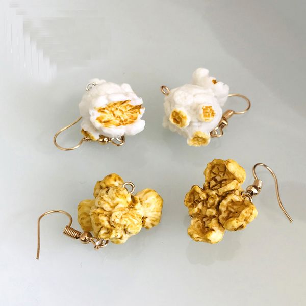 

new arrival funny popcorn fried chicken food drop earrings for women girl diy handmade creative unique dangle earrings jewelry, Silver