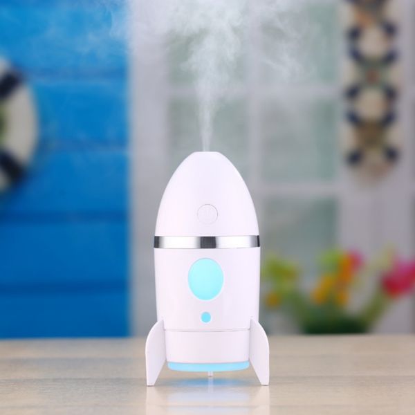 

new 135ml mini rocket ultrasonic led air humidifier car office home essential oils for diffusers fogger mist maker