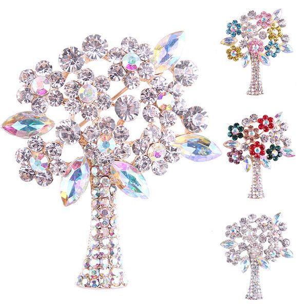 

shiny brooches colorful crystal rhinestone plant tree brooch pins jewelry pin female broche costume bijoux accessory gift, Gray