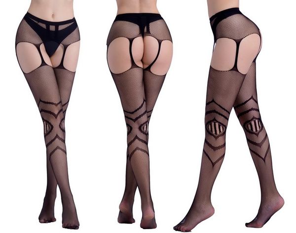 

women black crotchless fishnet stockings lace tights nylon elastic pantyhose thigh-high embroidery solid lingerie stockings, Red;black