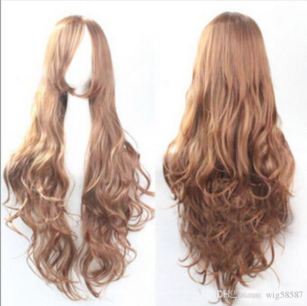 

wigs new fashion womens long wavy brown wig cos hair wigs, Black;brown