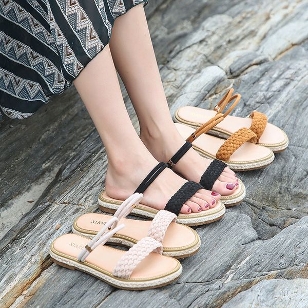

two weare 2020 sandals low-heeled shoes with strap suit female beige all-match summer heels women's woman buckle fashion heeled, Black