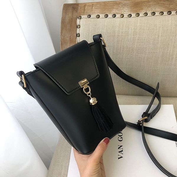 

crossbody bags for women bucket messenger bag ladies small fashion tassel solid flap casual 2019 handbag sac girl shoulder bag