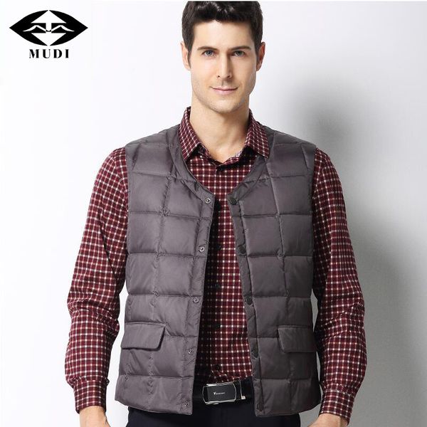 

mudi 2017 new arrival brand vest men winter duck down ultra light 80% duck down vest loose waistcoat sleeveless jacket male, Black