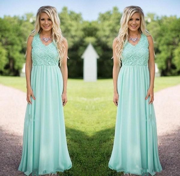

2019 New Designer Mint Green Chiffon Bridesmaid Dresses Deep V Neck Lace Applique Maid of Honor Dresses Wedding Party Dresses Custom Made