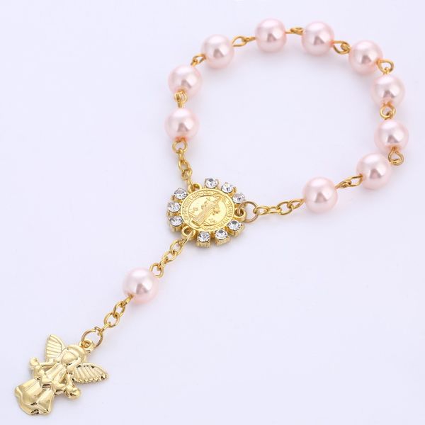 

angel baptism favors pink communion favors/ recuerditos para bautizo / finger rosaries/ christening favors / bracelet