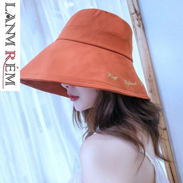 

lanmrem spring autumn sunscreen fisherman hat casual embroidery letter all-match solid color hat for women yg908, Blue;gray