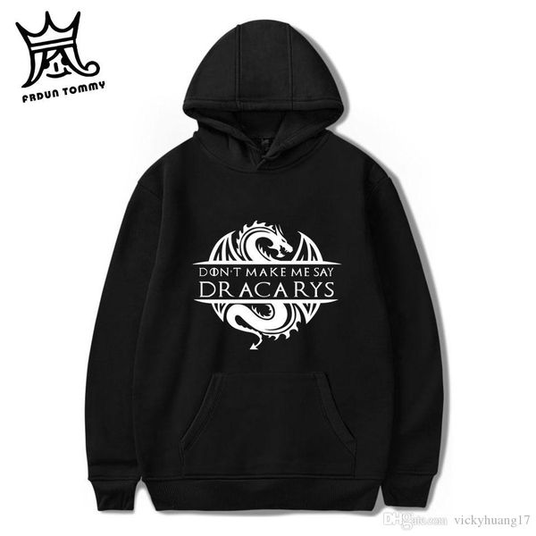 

dracarys print men hoodie sweatshirt boy cool jogging homme hoodies long sleeve harajuku vintage style clothes 2019 sale, Black