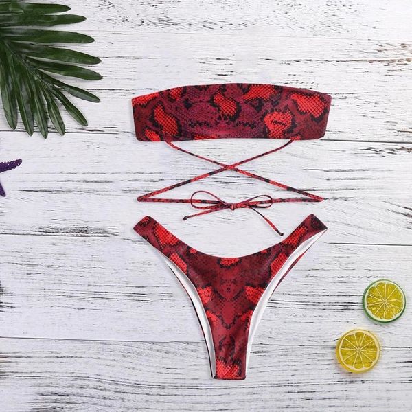 

bikini 2019 swimsuit women snake skin pattern bandage bikini set 28 beachwear bikini swimwear dresses swimwear, White;black