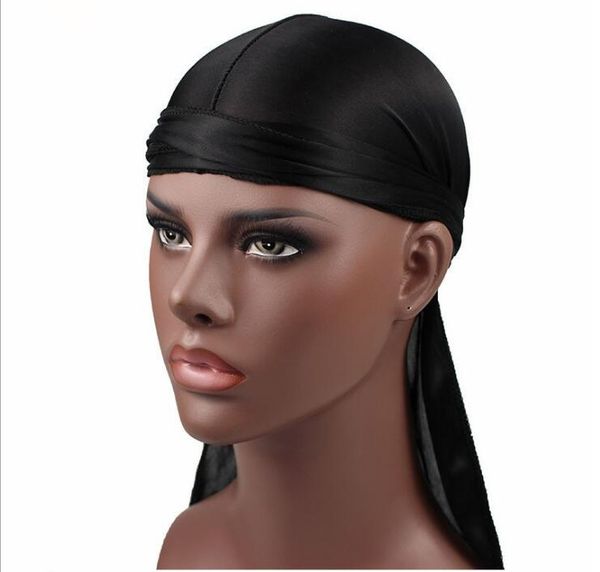 Herren Satin Durags Bandana Turban Perücken Männer Seidige Durag Kopfbedeckung Stirnband Piratenhut Haarschmuck GD256