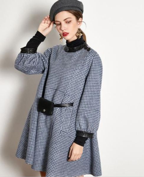 

2019 winter new loose medium and long sleeve double-sided woolen coat wool coat small fragrance wind dress femininity woman, Black