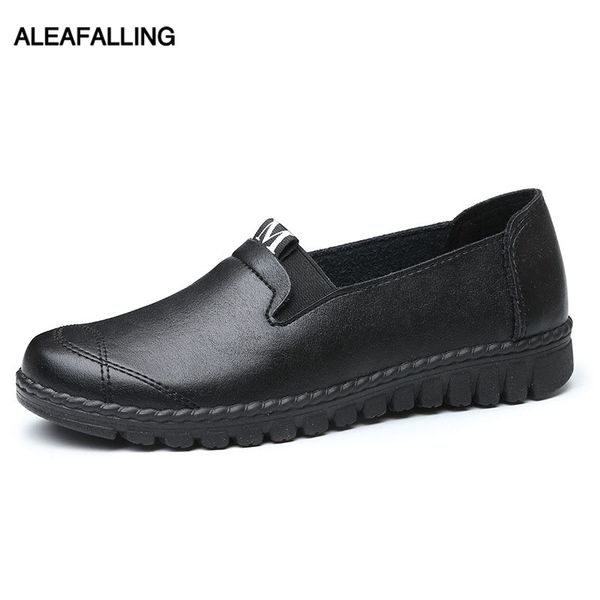

aleafalling soft leather women flat shoes simple outdoor soft anti-slip bottom home women sneaker outdoor zapatos mujer fl78, Black