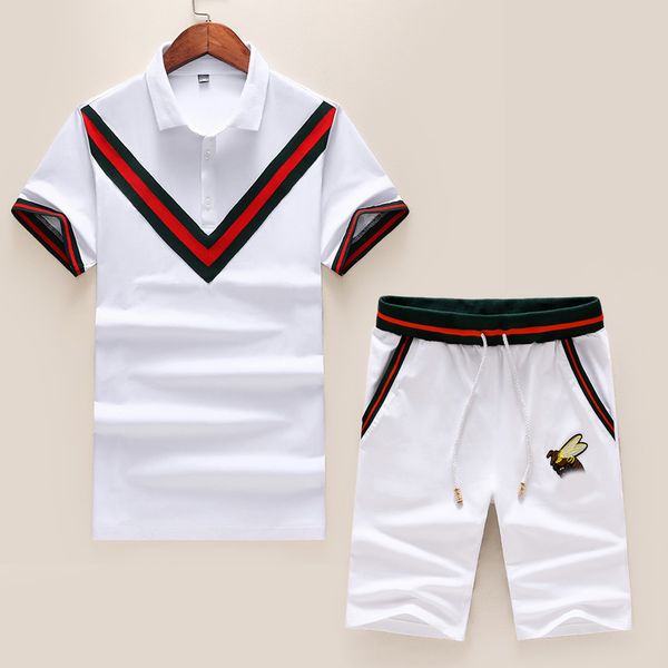 

20s summer mens sets t shirts+pants two pieces sets casual tracksuit new male casual tshirt gyms fitness trousers men, Gray