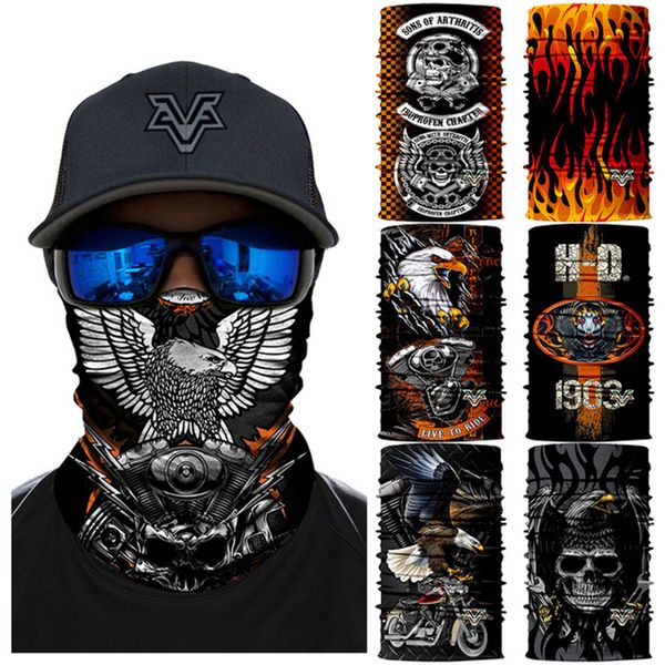 

3d motorcycle balaclava hawk magic bandana scarf high elastic seamless bandana outdoors magic scarf hunting hiking ski headband, Black