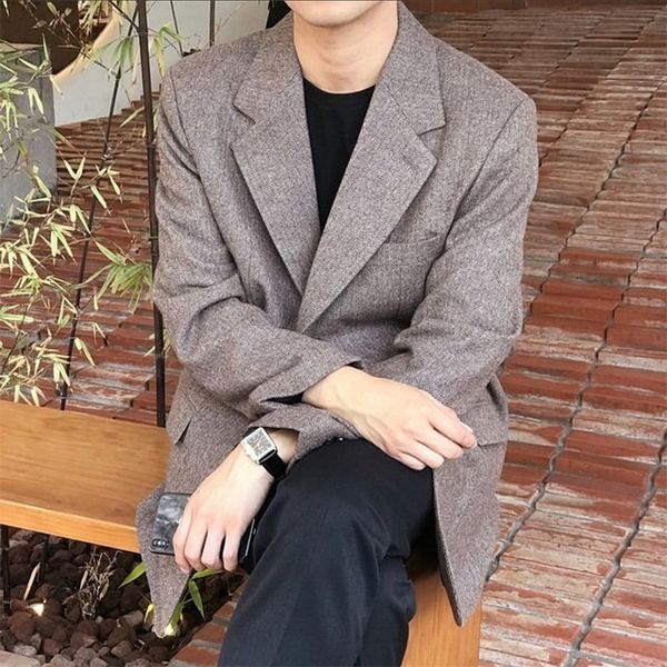 

nice autumn and winter zipper texture thickening material suit fashion casual solid color coat jacket brown m-xl, White;black