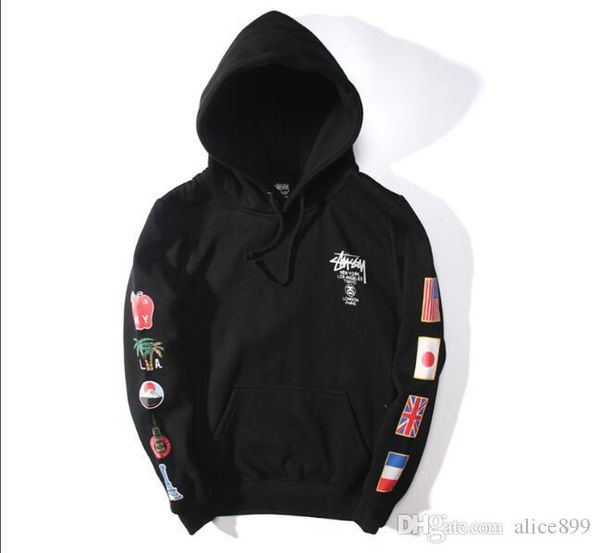 

mens clothing homme hooded sweatshirts mens women brand designer hoodies high street kanye white print hoodies pullover winter sweatshirt, Black