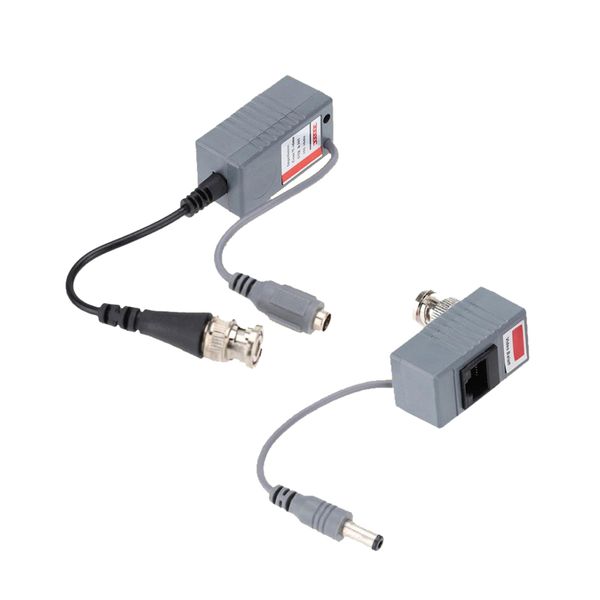 

2pcs 1 pair coax bnc video dc power rca audio balun transceiver to cat5e 6