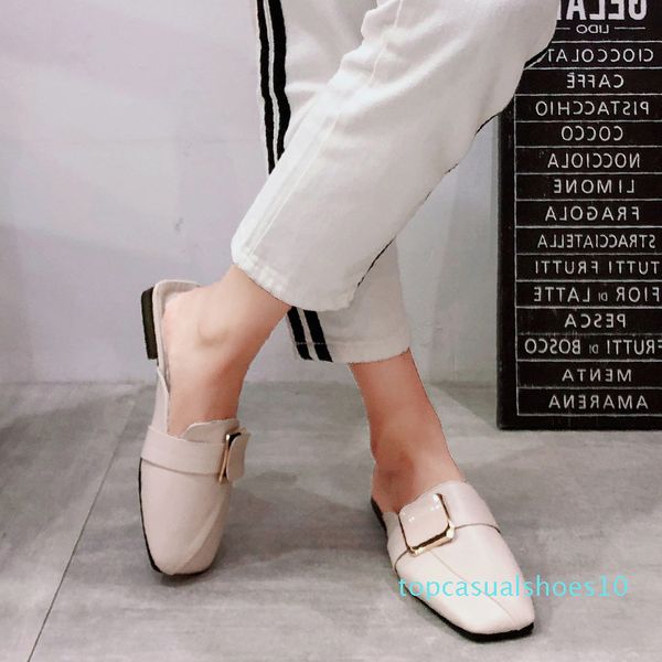 

rivet крышка toe обувь женщина 2020 тапочки лета женщин pantofle low luxury слайды новый конструктор мягкий квадратный каблук мода t10, Black