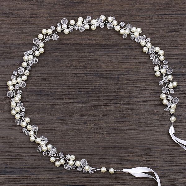 

2020 new european and american bridal headdress hair with bridal wedding headdress handmade pearl headdress, Silver