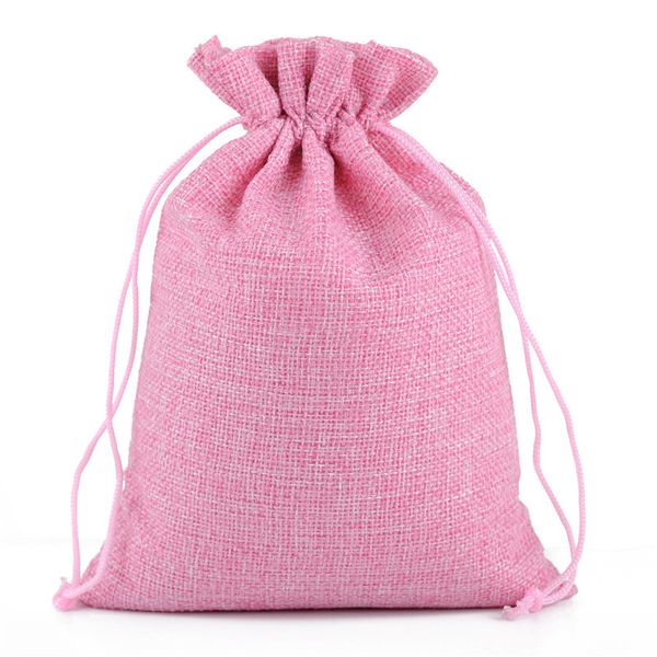 

50pcs/lot 15x20cm burlap jute linen drawstring pouches bags for wedding christmas gift packaging bags supplies can print