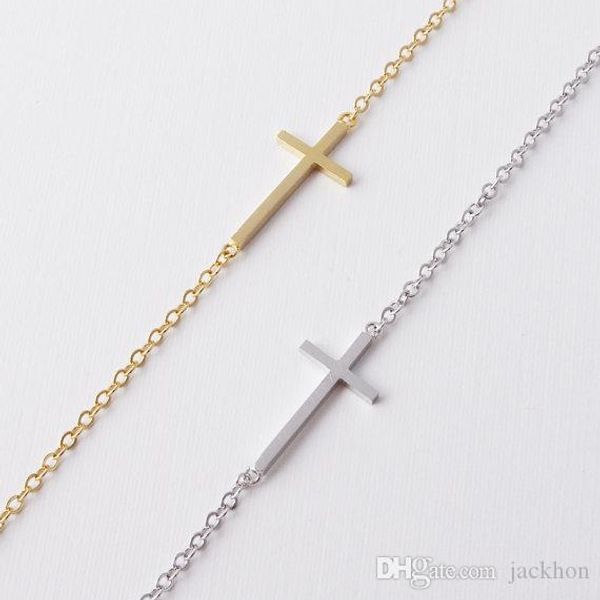 

5pcs gold silver horizontal sideways cross bracelet simple tiny small religious cross bracelet cool faith christian cross bracelets, Golden;silver
