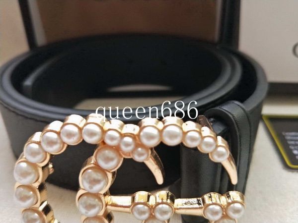 

new luxury belts men designer belts for women button wide gold button and pearl gold buckle designer belt box, Black;brown