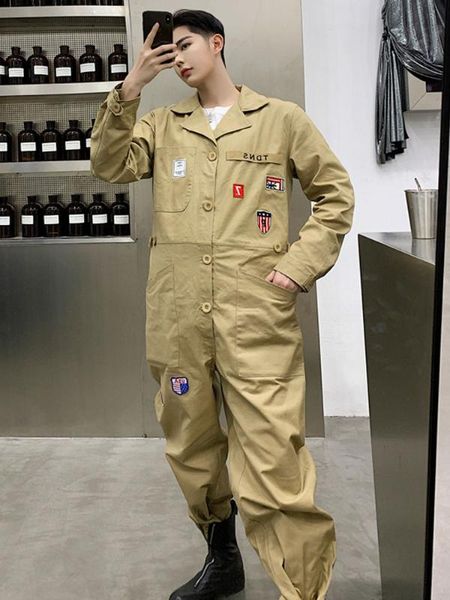 

мужчины япония streetwear vintage fashion casual с длинным рукавом комбинезона cargo pant мужской комбинезоны пара одежда гарем брюки, Black