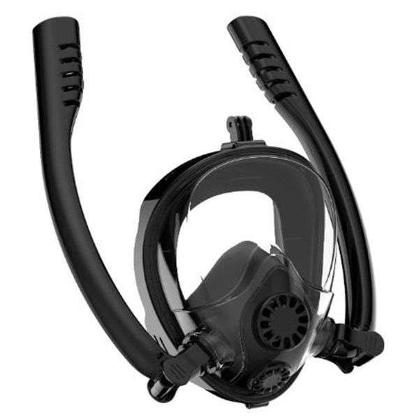 

snorkel mask , 180degree panoramic view dual breaths snorkel mask set with detachable mount, anti-fog anti-leak for adult