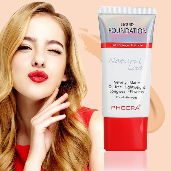 

phoera 30ml 24 hours long lasting full coverage foundation makeup skin-friendly base maquiagem oil control silky base creamtslm2