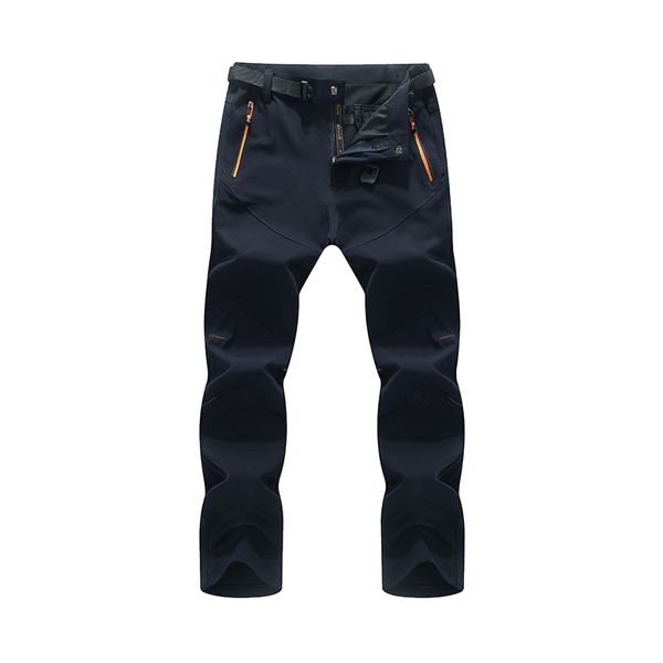 

autumn and winter outdoor trousers men's elasticity waterproof and breathable fleece thick climbing pants warm wear-resistant tr, Tan;black