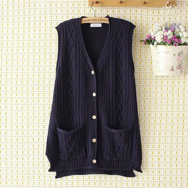 

ewq] korea large size knit coat jacket fashion trend 2019 autumn winter wear ladies casual sweater vest 3 color qk23405.3xl, Black;white