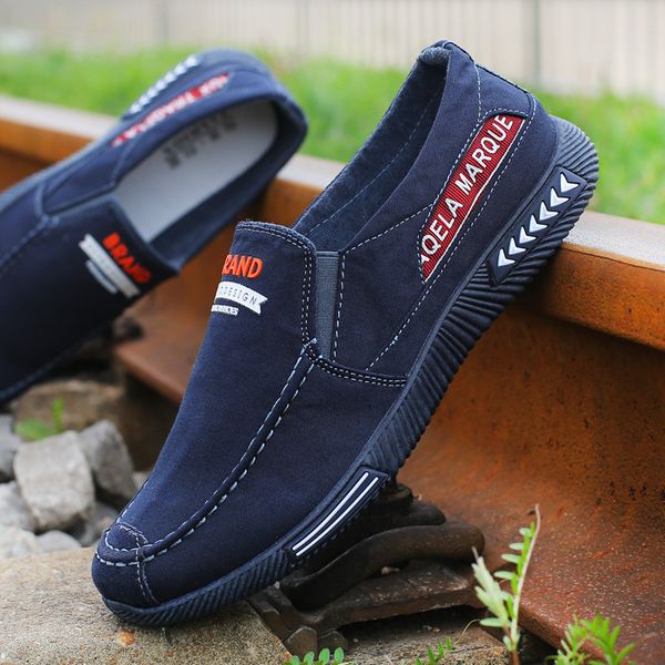 

summer shoes men sneakers slip on loafers flat denim shoes male casual canvas jeans breathable footwear zapatos de hombre, Black