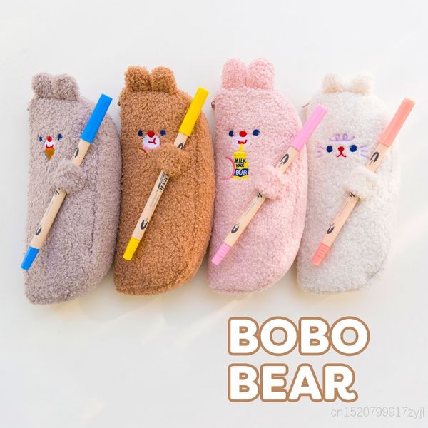 

bobo bear cute plush pencil case kawaii girls stationery storage bag pencil bag pen cases with pen holder