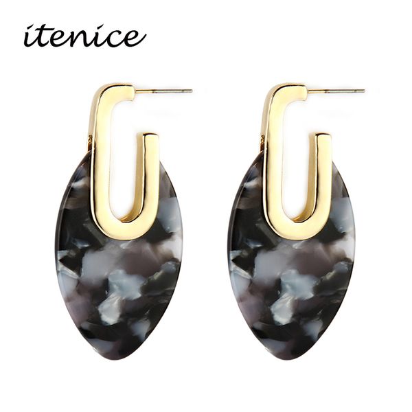 

2018 new arrival brincos multi-style geometric metal u shape acid acrylic resin drop earrings for woman pendant earrings fashion, Silver