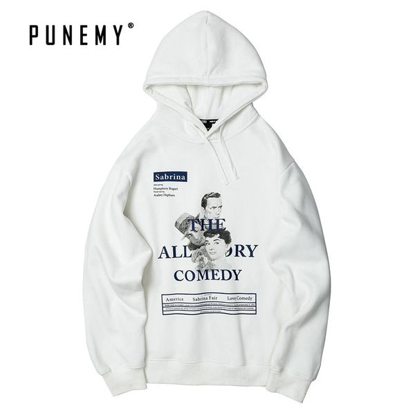 

мужчины толстовка vintage шаблон печать японского streetwear harajuku hip hop руно пуловер kanye толстовки толстовки человек толстовка, Black