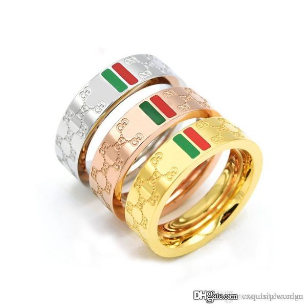 

well-known brand red green gemstone titanium ring fashion classic couple man & woman engagement ring wedding party jewelry