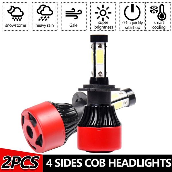 

crbrillar 4 side cob 120w 16000lm h4 hi lo h7 h11 9005 9006 car led headlight bulbs auto led headlamp fog light 12v wholesales