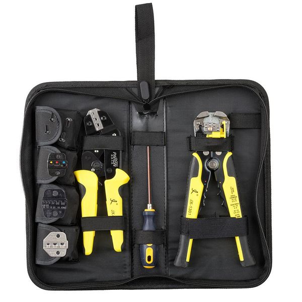 

jx-d4301 wire strippers tool set ratchet terminals crimping pliers 4 in 1(canvas bag packing