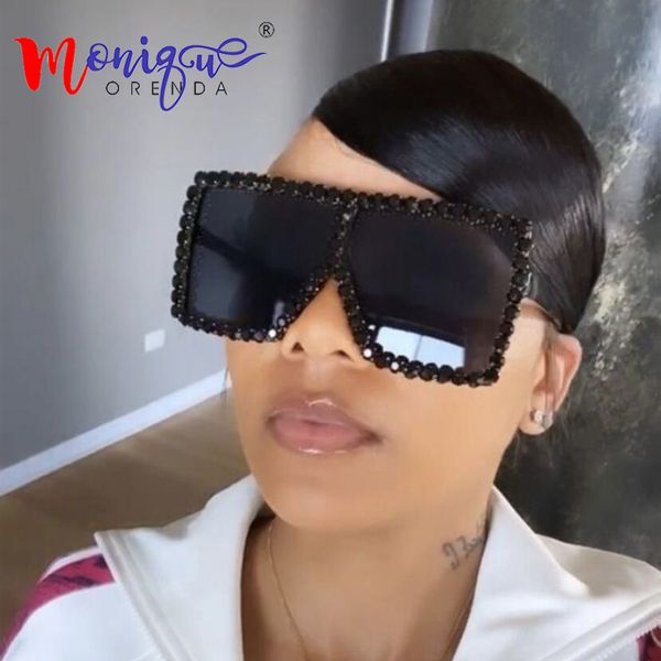 

sunglasses oversized diamond women luxury fashion square sun glasses vintage ladies glass big rhinestone eyeglasses for female, White;black