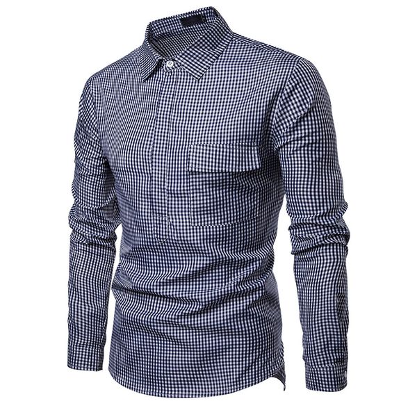 

markyi 2019 spring new big pocket men silk shirts long sleeve eu size plaid casual dress shirts styles for men, White;black