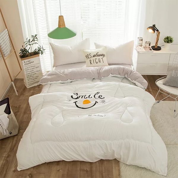 

luxury cotton korean seersucker winter quilt warm thick autumn quilt solid color printing full size cotton comforter