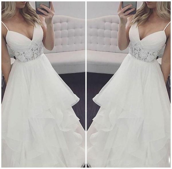 

2019 New Wedding Dresses Spaghetti Strap A-Line Tiered Organza Sexy Bridal Gowns Custom Made Vestido De Casamento Cheap Wedding Dress