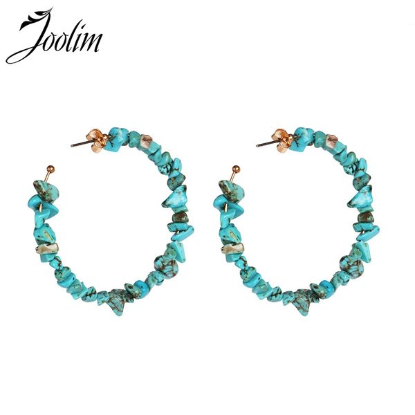 

joolim turkey blue stone hoop earring wild earring 2019 spring & summer, Golden