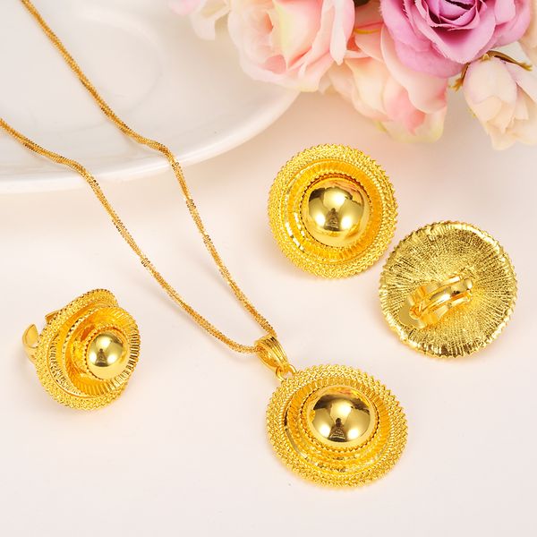 

bangrui ethiopian set jewelry pendant earring ring gold color eritrea africa wedding engagement sets habesha, Slivery;golden