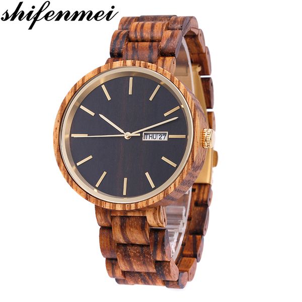 

shifenmei s5510 men watches wooden brand male female wood no waterproof alloying design male men gift reloj gold watch fashion, Slivery;brown
