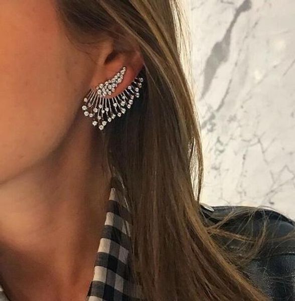 

заявление кристалл серьги стержня для женщин панк-рок boucle d'oreille старинные ювелирные изделия ослепительный цирконий brincos, White